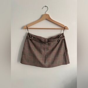 Zara Brown Plaid Mini Skirt